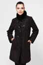 Женское кожаное пальто из натуральной замши (с накатом) с воротником, отделка норка 0900170
