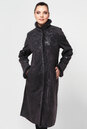 Женское кожаное пальто из натуральной замши (с накатом) с воротником, отделка норка 0900146