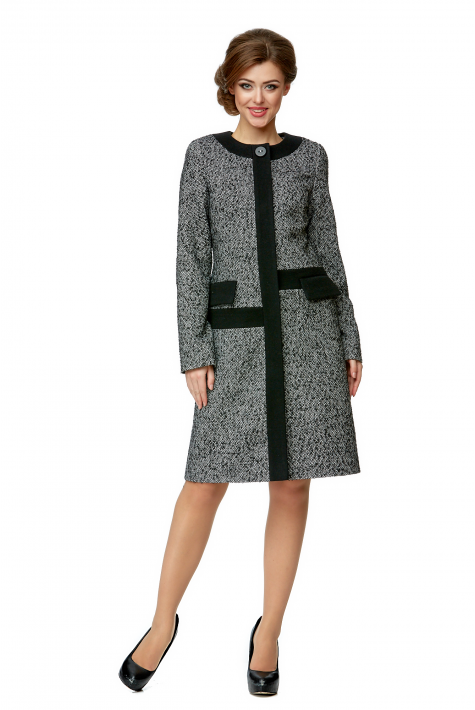 Женское пальто из текстиля без воротника 8008542