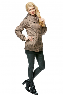 Осенняя куртка женская из текстиля с воротником