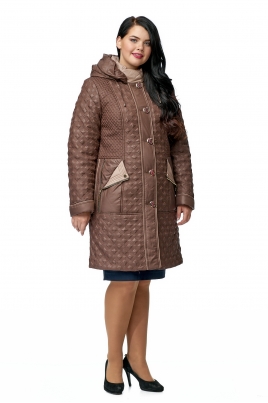 Весеннее женское пальто из текстиля с капюшоном