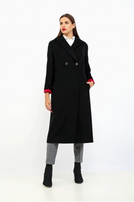 Шерстяное женское пальто из текстиля с воротником
