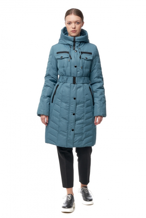 Женское пальто из текстиля с капюшоном 8014413