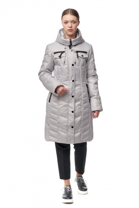 Женское пальто из текстиля с капюшоном 8014415