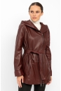 Женская кожаная куртка из натуральной кожи с капюшоном 8022274