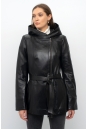 Женская кожаная куртка из натуральной кожи с капюшоном 8022280-3
