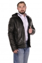 Мужская кожаная куртка из натуральной кожи на меху с капюшоном 8022690-11