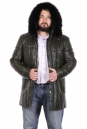 Мужская кожаная куртка из натуральной кожи на меху с капюшоном, отделка енот 8022843-11