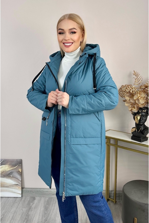 Женское пальто из текстиля с капюшоном 8024104