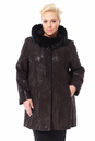 Женское кожаное пальто из натуральной кожи с капюшоном, отделка норка 0900219-5 вид сзади