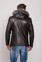 Мужская кожаная куртка из натуральной кожи на меху с капюшоном, отделка чернобурка 3600014-4