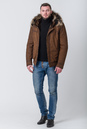 Мужская кожаная куртка из натуральной кожи на меху с капюшоном, отделка енот 3600026-3