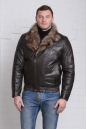 Мужская кожаная куртка из натуральной кожи на меху с воротником, отделка тоскана 3600028
