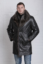 Мужская кожаная куртка из натуральной кожи с воротником, отделка чернобурка 3600030