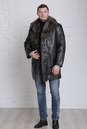 Мужская кожаная куртка из натуральной кожи с воротником, отделка чернобурка 3600030-3