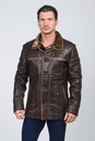 Мужская кожаная куртка из натуральной кожи на меху с воротником 3600040