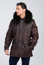 Мужская кожаная куртка из натуральной кожи на меху с капюшоном, отделка енот 3600062