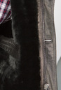 Мужская кожаная куртка из натуральной овчины на меху с капюшоном, отделка чернобурка 3600110-2