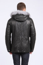 Мужская кожаная куртка из натуральной кожи  на меху с капюшоном, отделка чернобурка 3600112-2