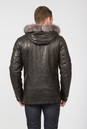 Мужская кожаная куртка из натуральной кожи  на меху с капюшоном, отделка чернобурка 3600112-3