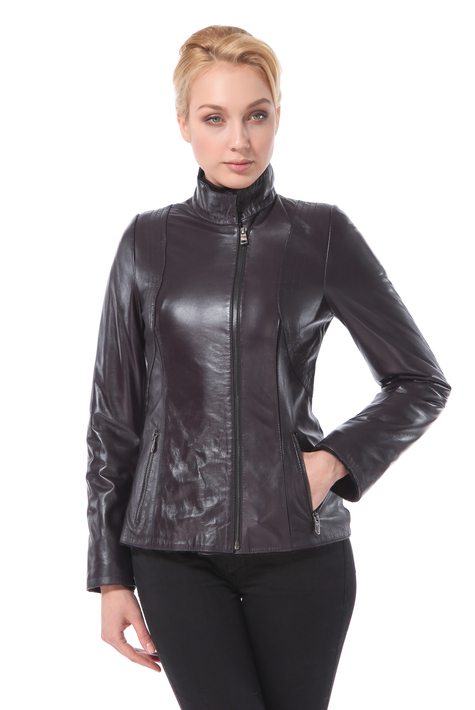 Женская кожаная куртка из натуральной кожи на меху с воротником 0700190