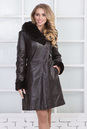 Женское кожаное пальто из натуральной кожи на меху с капюшоном 3600129