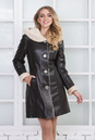 Женское кожаное пальто из натуральной кожи на меху с капюшоном 3600133