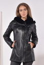 Женская кожаная куртка из натуральной кожи на меху с капюшоном 3600150