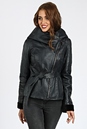 Женская кожаная куртка из натуральной кожи на меху с капюшоном 3600208