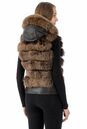 Женская кожаная жилетка из натуральной кожи с капюшоном, отделка песец 0902711-3