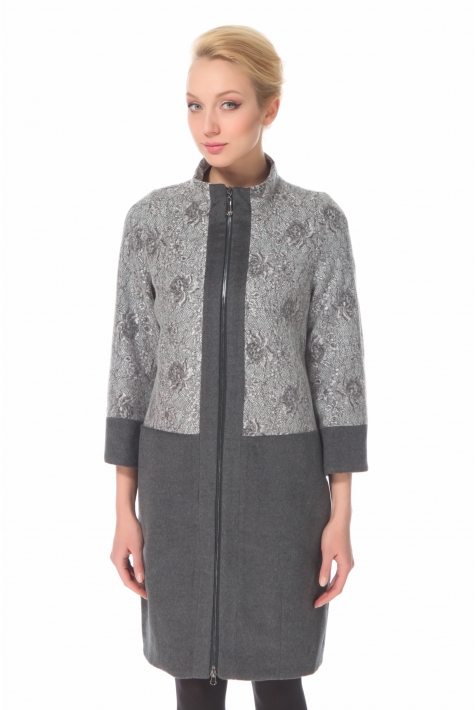 Женское пальто из текстиля с воротником, отделка норка 3000009