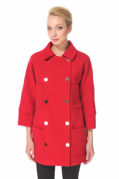 Женское пальто из текстиля с воротником 3000011