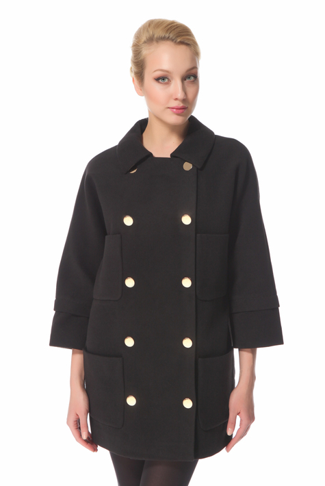 Женское пальто из текстиля с воротником 3000012