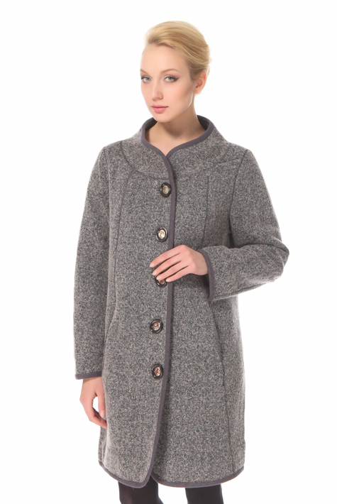 Женское пальто из текстиля с воротником 3000013