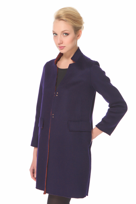 Женское пальто из текстиля с воротником 3000037