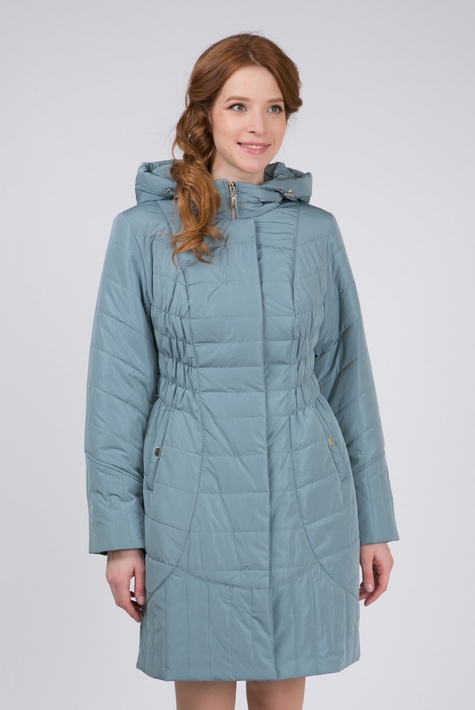 Женское пальто из текстиля с капюшоном 1000119