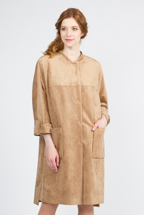 Облегченное женское пальто из текстиля с воротником 1000185