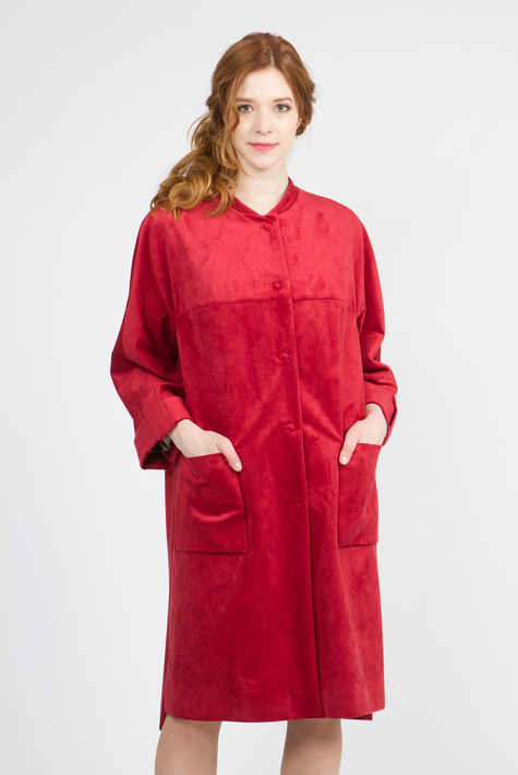 Облегченное женское пальто из текстиля с воротником 1000186