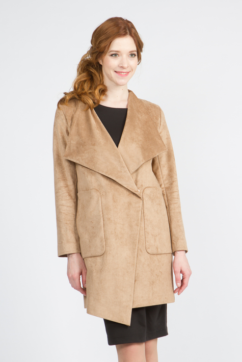 Облегченное женское пальто из текстиля с воротником 1000187