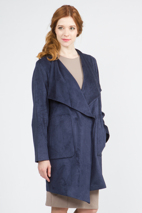Облегченное женское пальто из текстиля с воротником 1000188