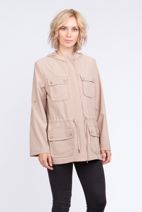 Женская куртка из текстиля с капюшоном 1000227