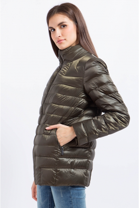 Куртка женская из текстиля с воротником 1000328