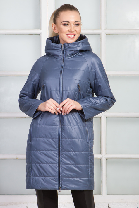 Женское пальто из текстиля с капюшоном 1000367