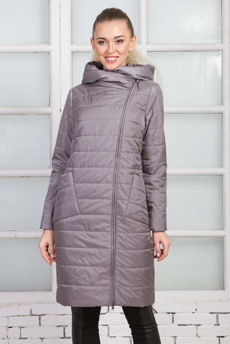 Женское пальто из текстиля с капюшоном 1000372