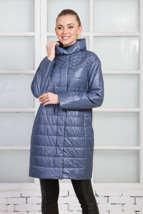 Женское пальто из текстиля с воротником 1000391