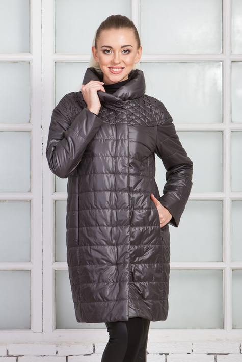 Женское пальто из текстиля с воротником 1000392