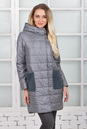 Женское пальто из текстиля с капюшоном,  отделка шерсть 1000424