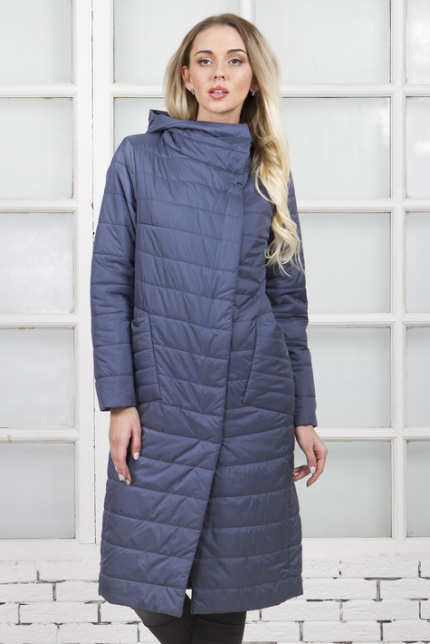 Женское пальто из текстиля с капюшоном 1000436