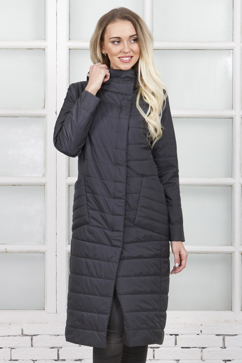 Женское пальто из текстиля с капюшоном 1000438