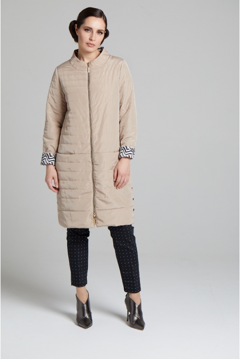 Женское пальто из текстиля с воротником 1000819